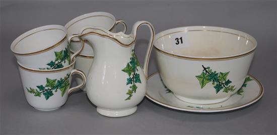 A Victorian leaf patterned tea set - setting for 12 persons